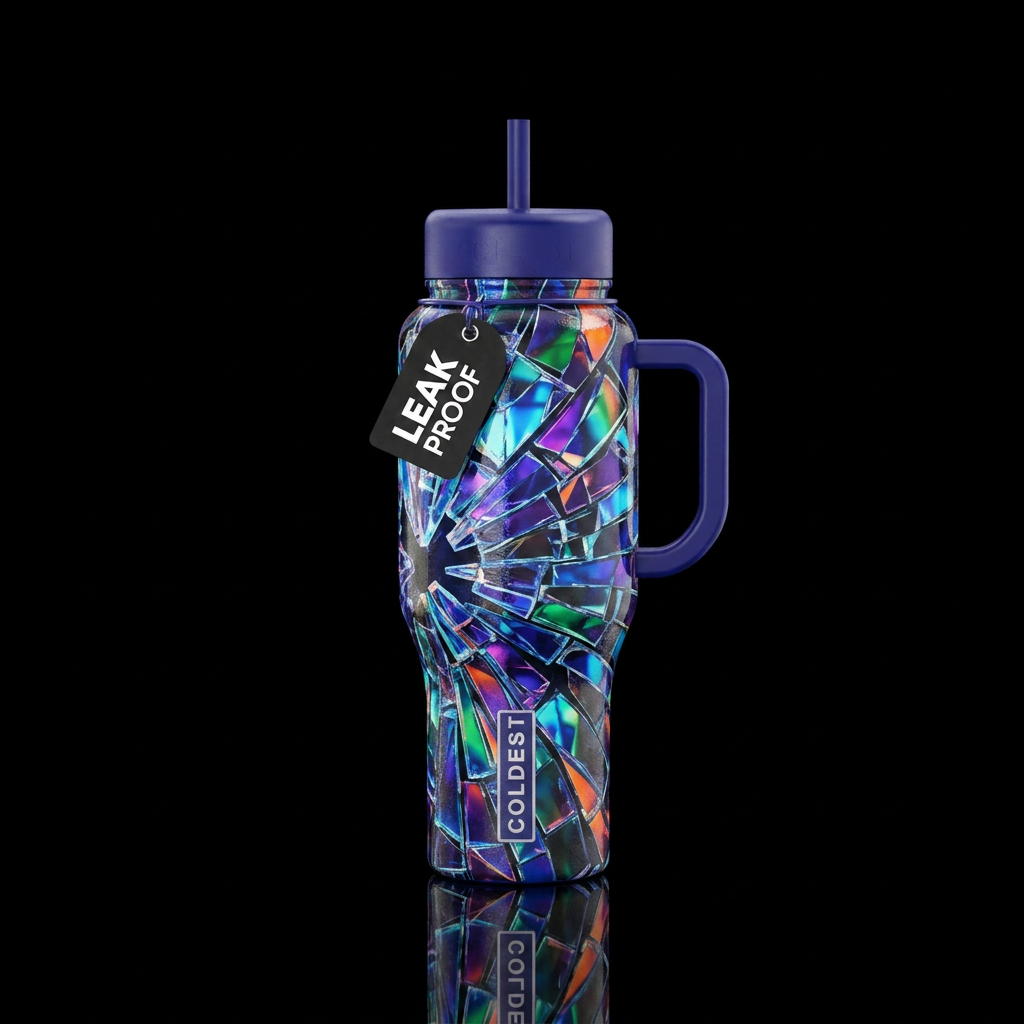 Shattered glass water bottle design