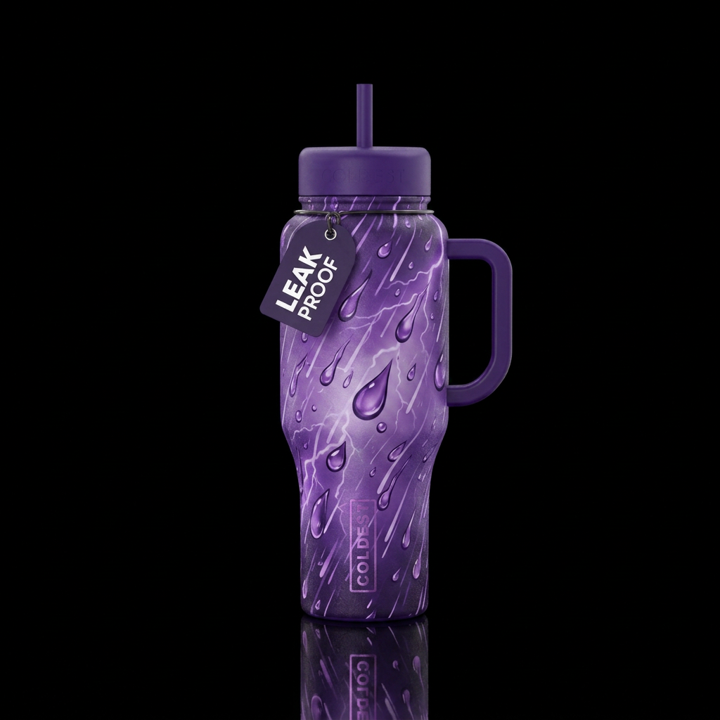 Purple rain water bottle design