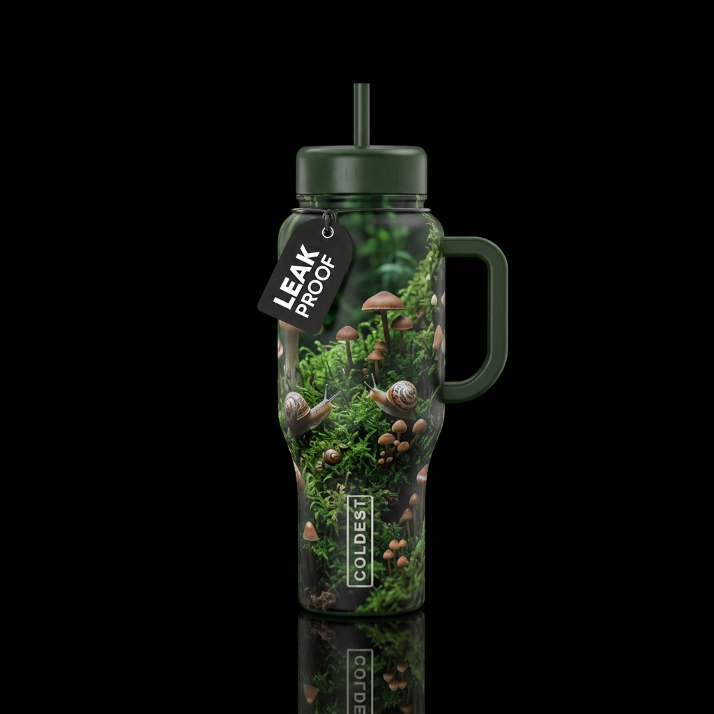 Green forest water bottle design