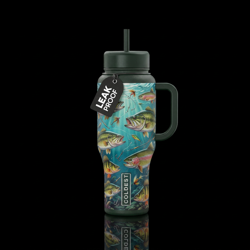 Lets go fishing water bottle design