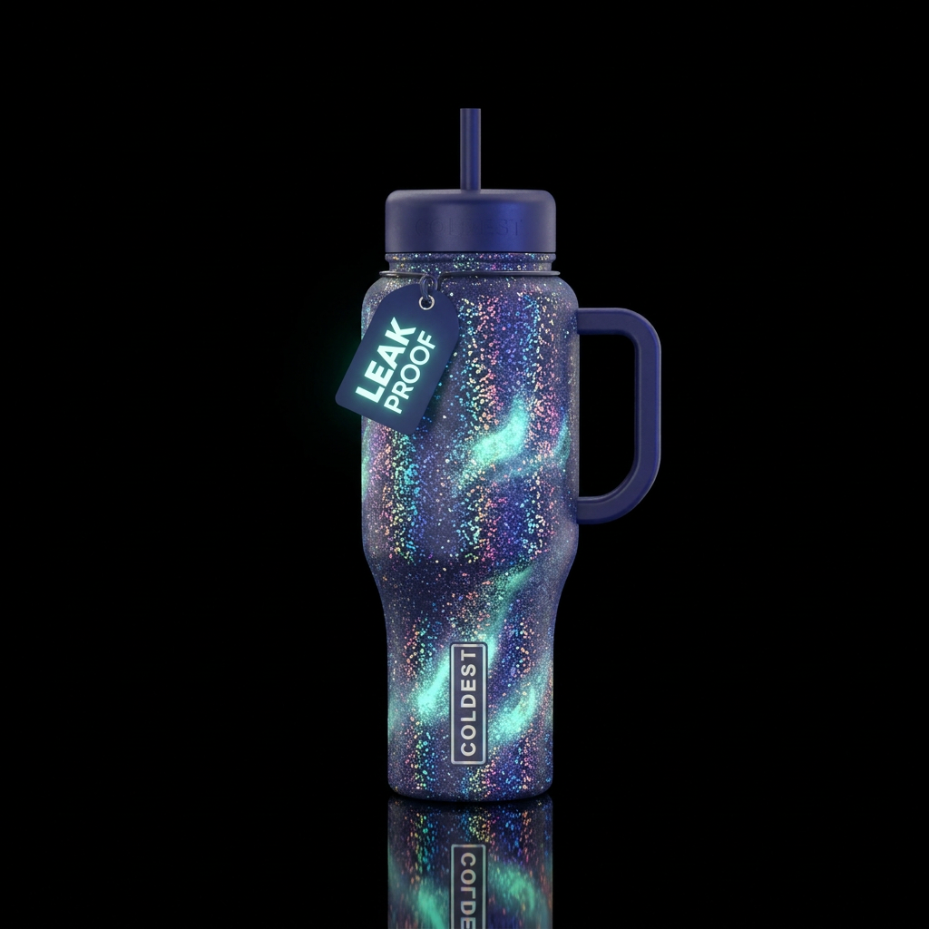 Glowie stardust water bottle design