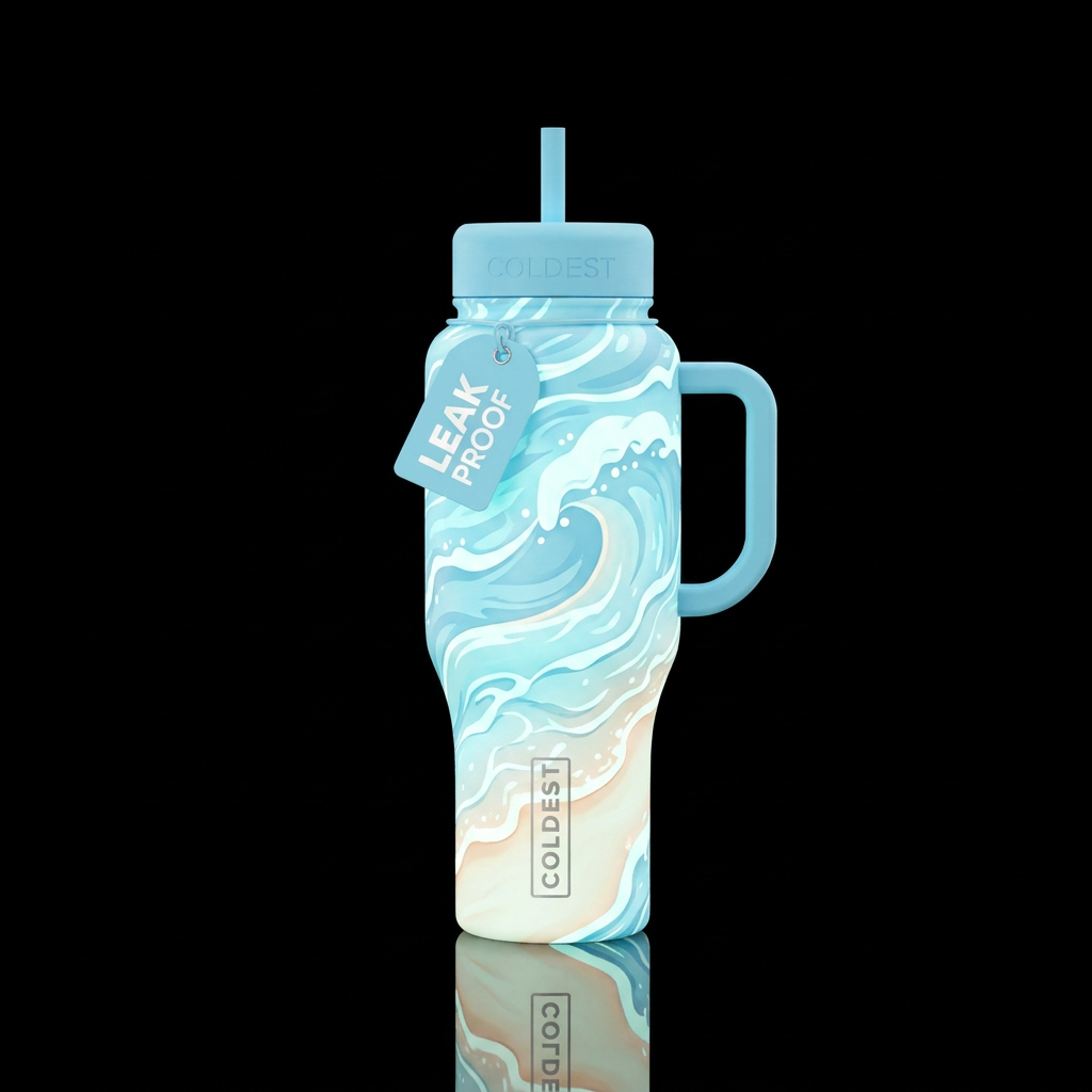 Glowie waves water bottle design