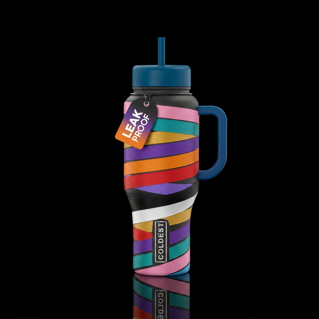 Cancer ribbons water bottle design