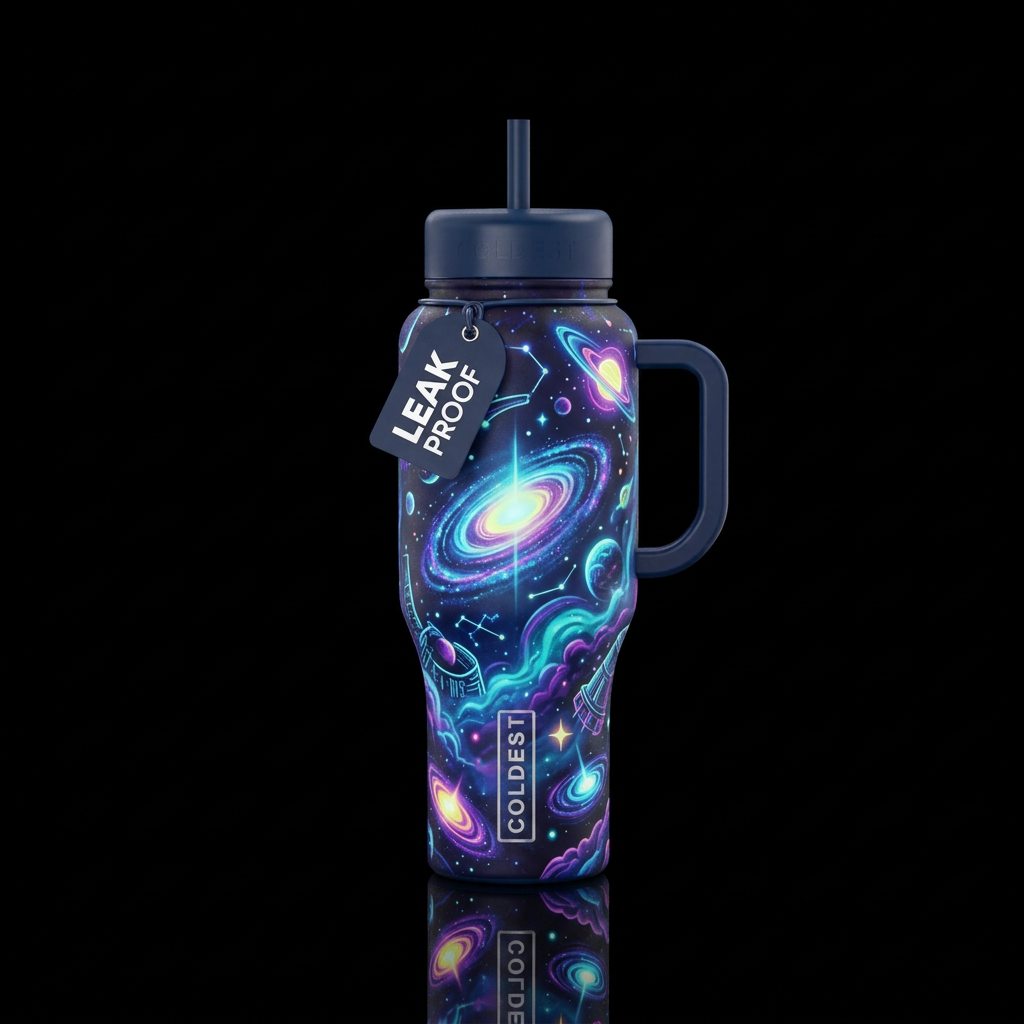 Glowie space odyssey water bottle design