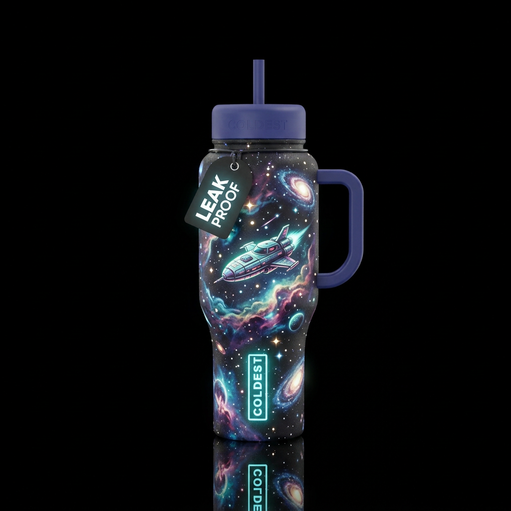 Glowie space odyssey water bottle design