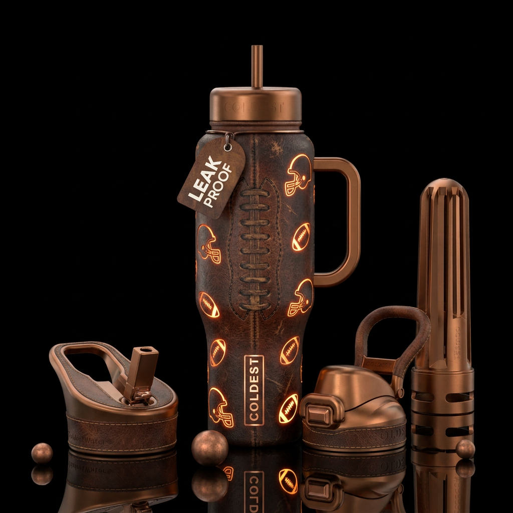 Rugged Football water bottle design