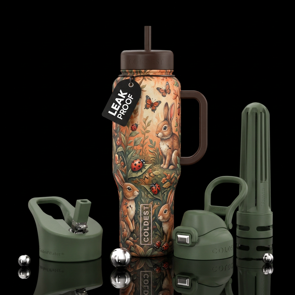 Bugs, Bunnies and Butterflies water bottle design