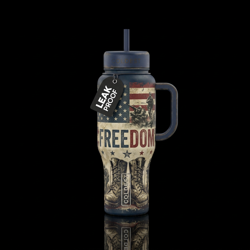 Vintage american flag with American Military in th... water bottle design