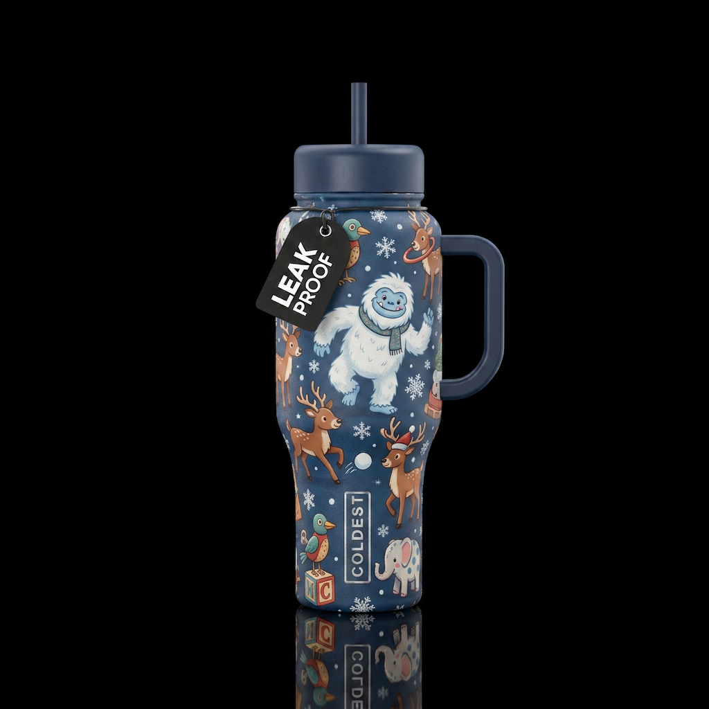 Glistening snow, reindeer games, misfit toys, rand... water bottle design
