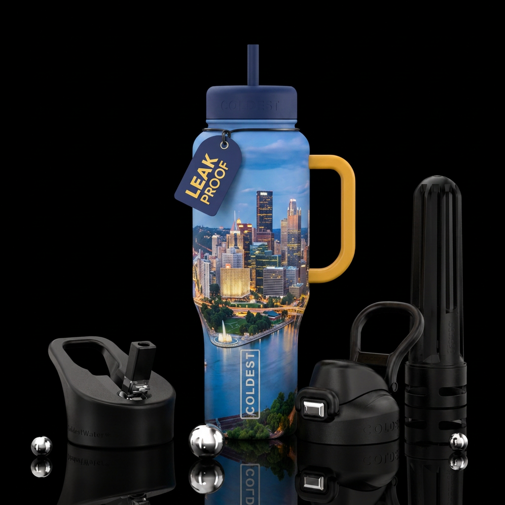 Pittsburgh cityscape, The Point water bottle design