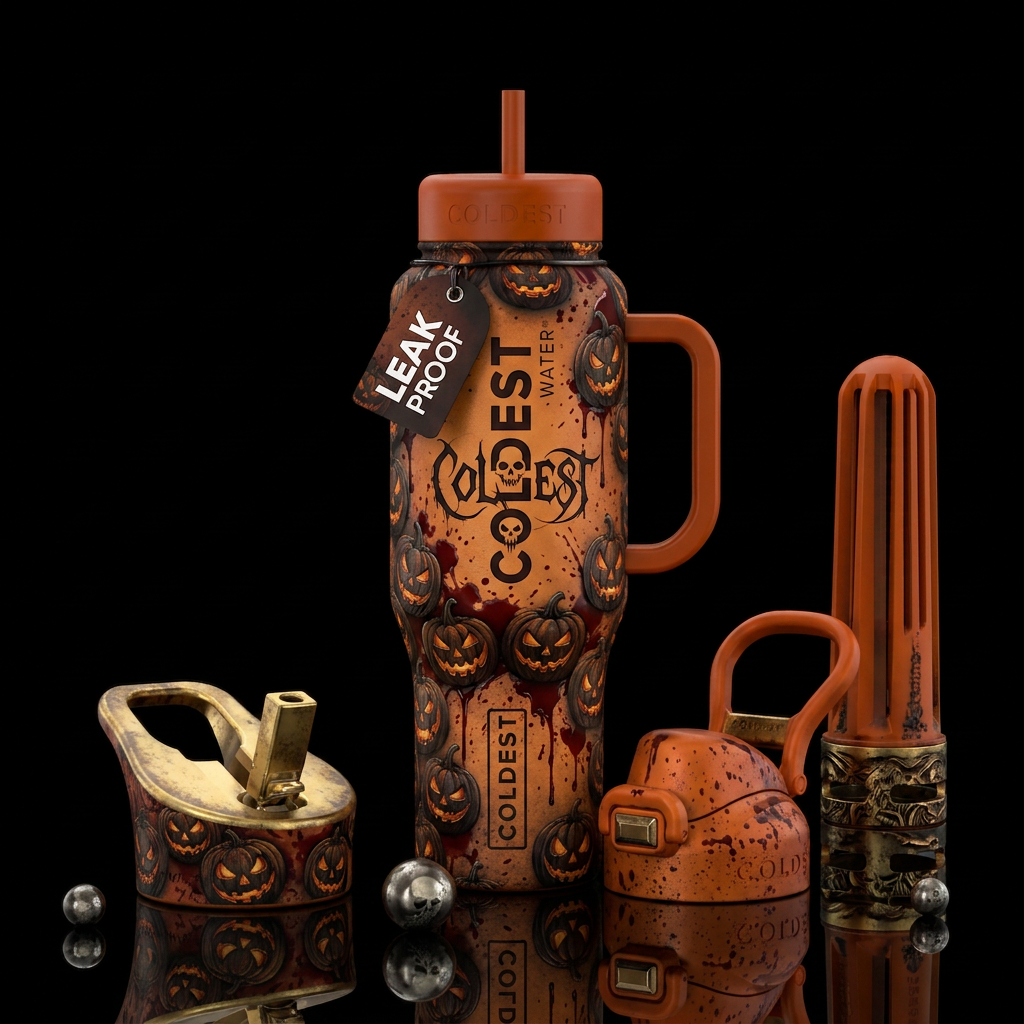 Bloody pumpkins water bottle design