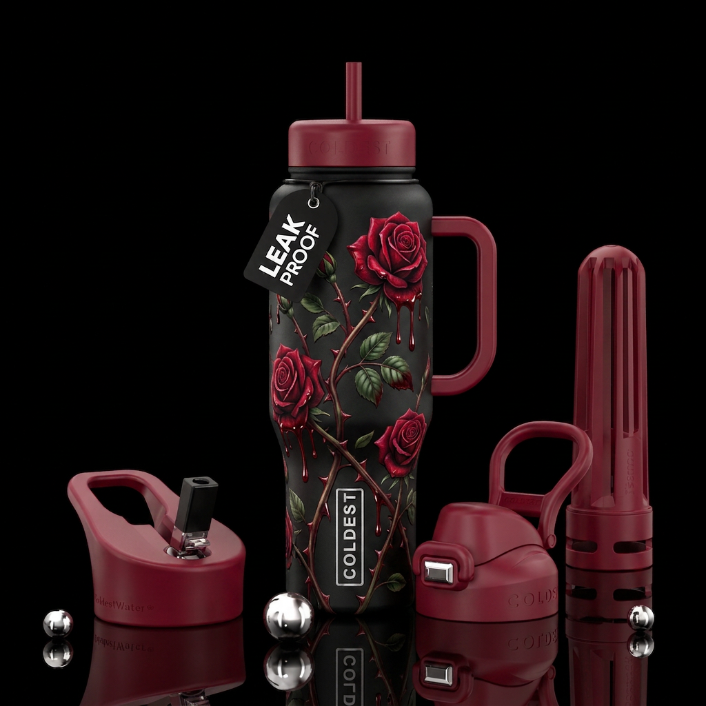 Killer roses water bottle design