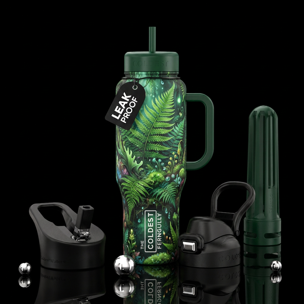 fern gully forest water bottle design