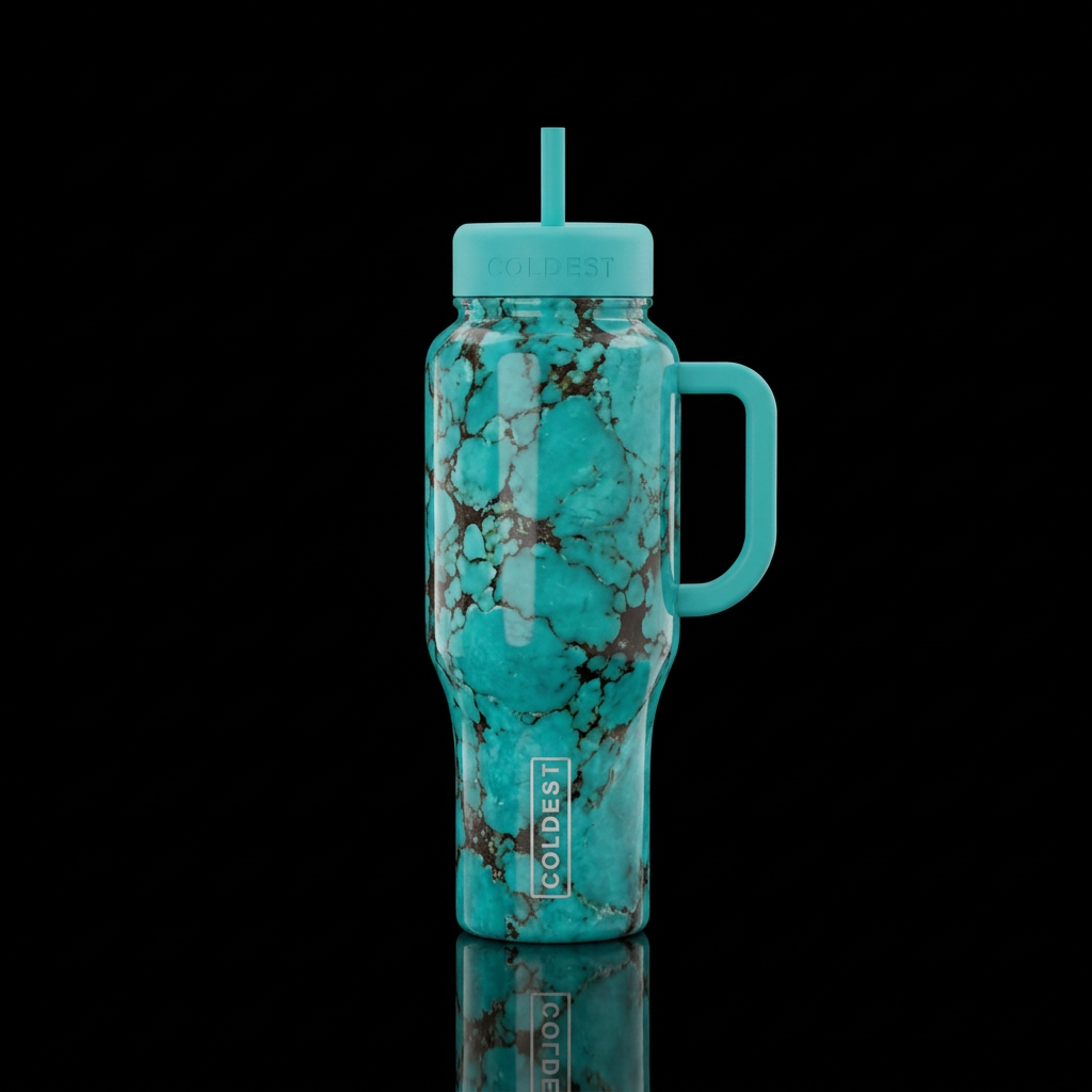 Turquoise with lots of matrix inclusions water bottle design