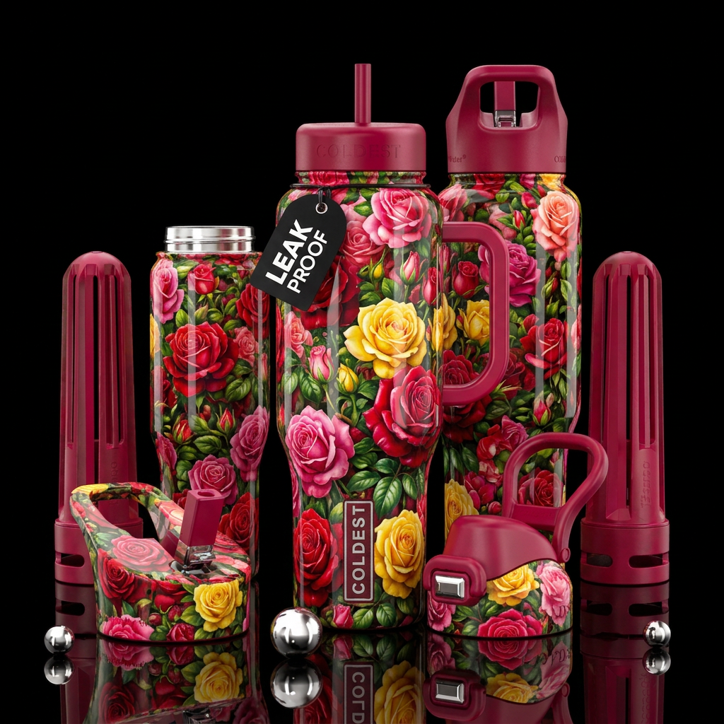 glossy, realism, please show both the front and ba... water bottle design