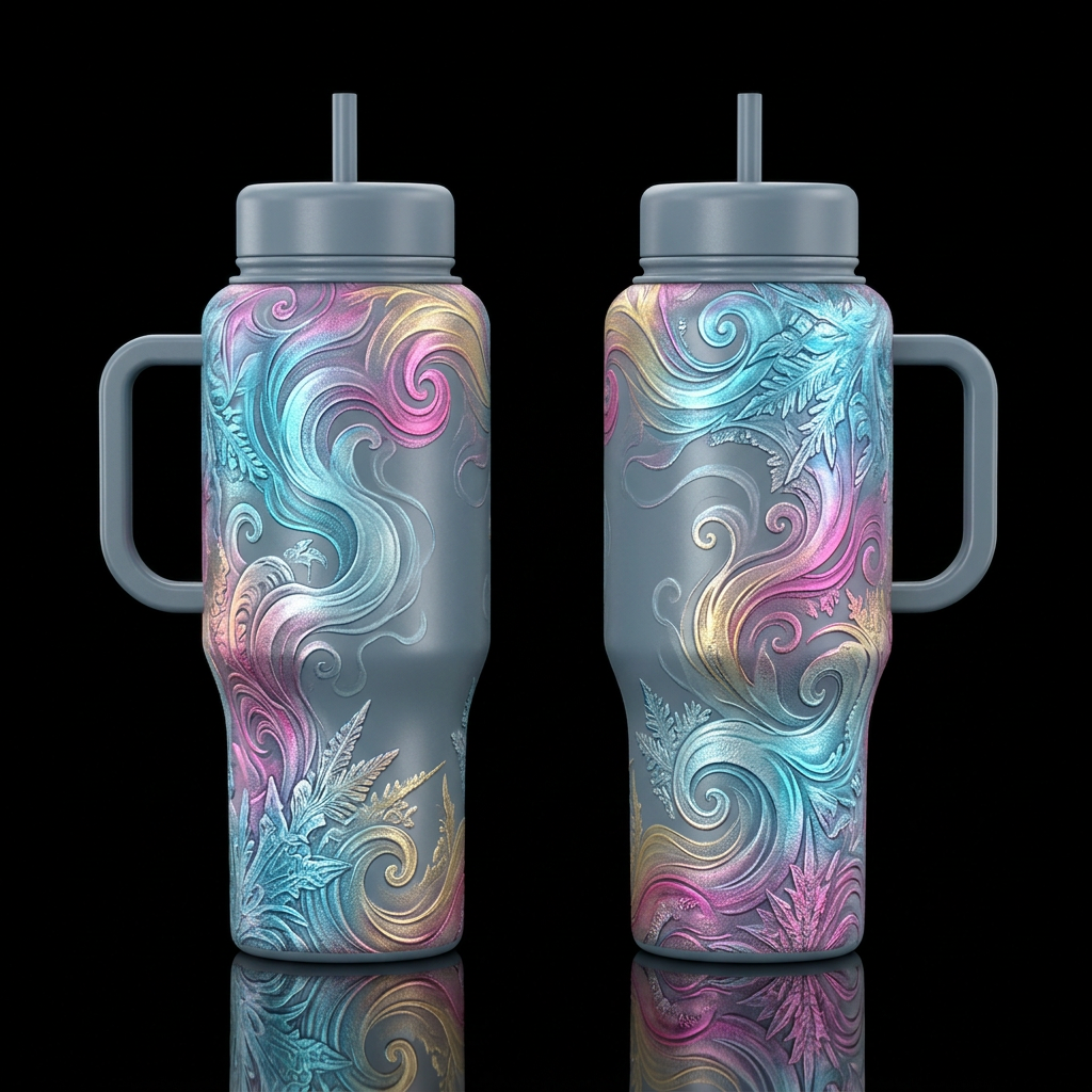 please show both the front and back of the bottle,... water bottle design