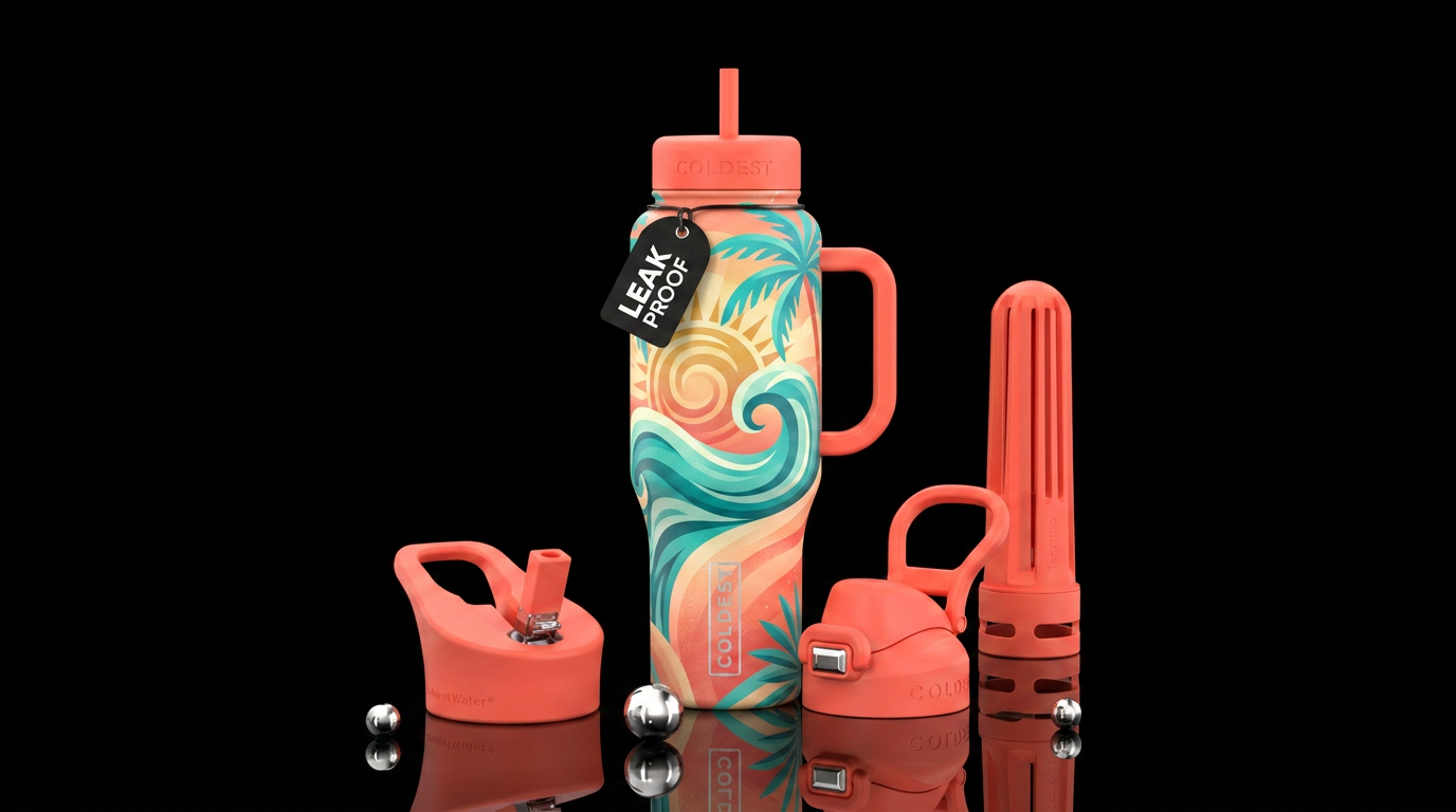 Beach theme abstract water bottle design