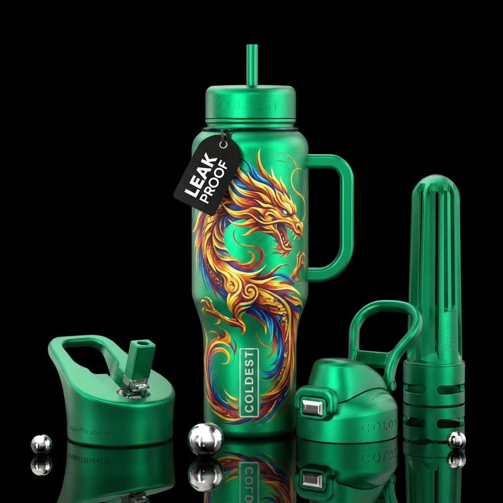 Dragon abstract water bottle design