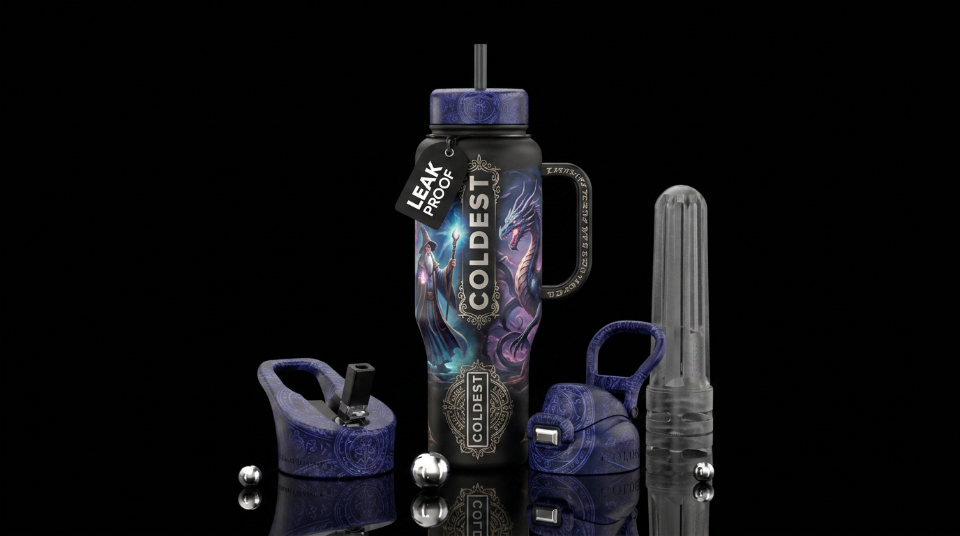magical, fantasy, dragon, wizard water bottle design