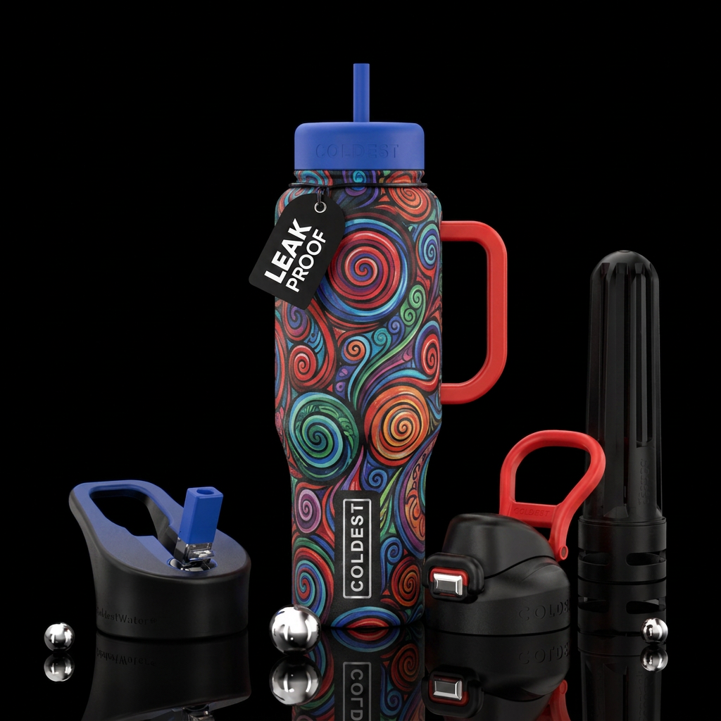 spirals, artistic, swirls, abstract water bottle design