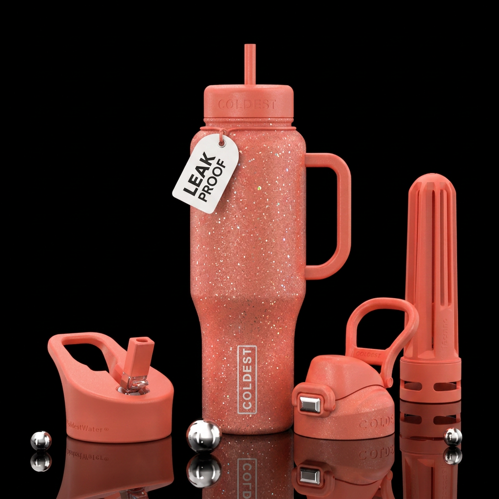 alluring, coral, glowie, sparkly, beautiul water bottle design