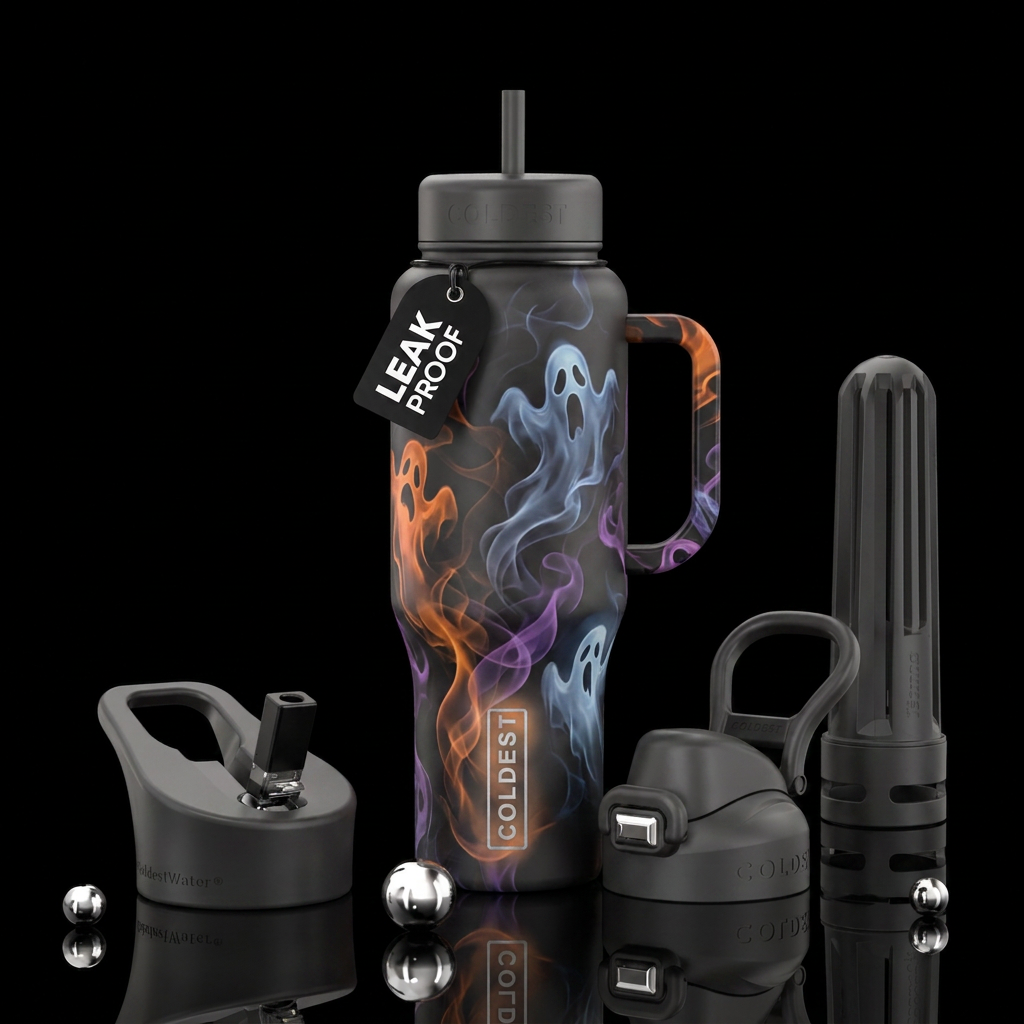 smoke,Halloween,ghosts, darkness, smoke water bottle design