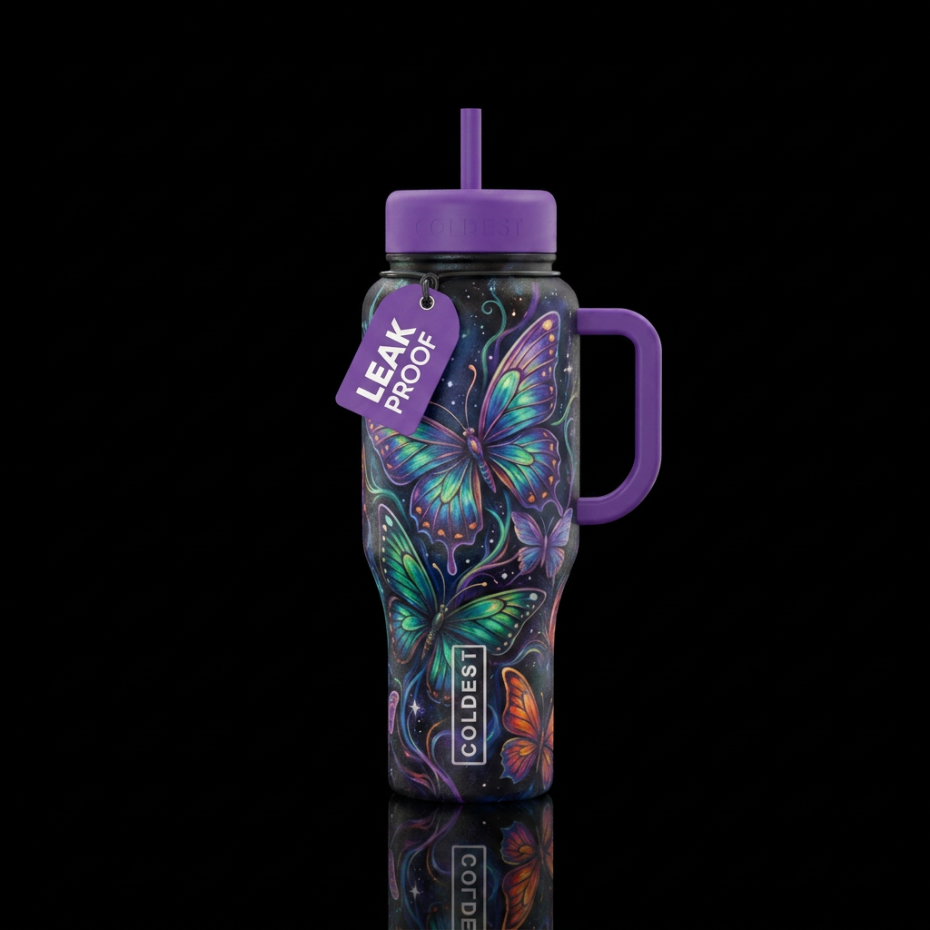 painting, butterfly, mythical water bottle design