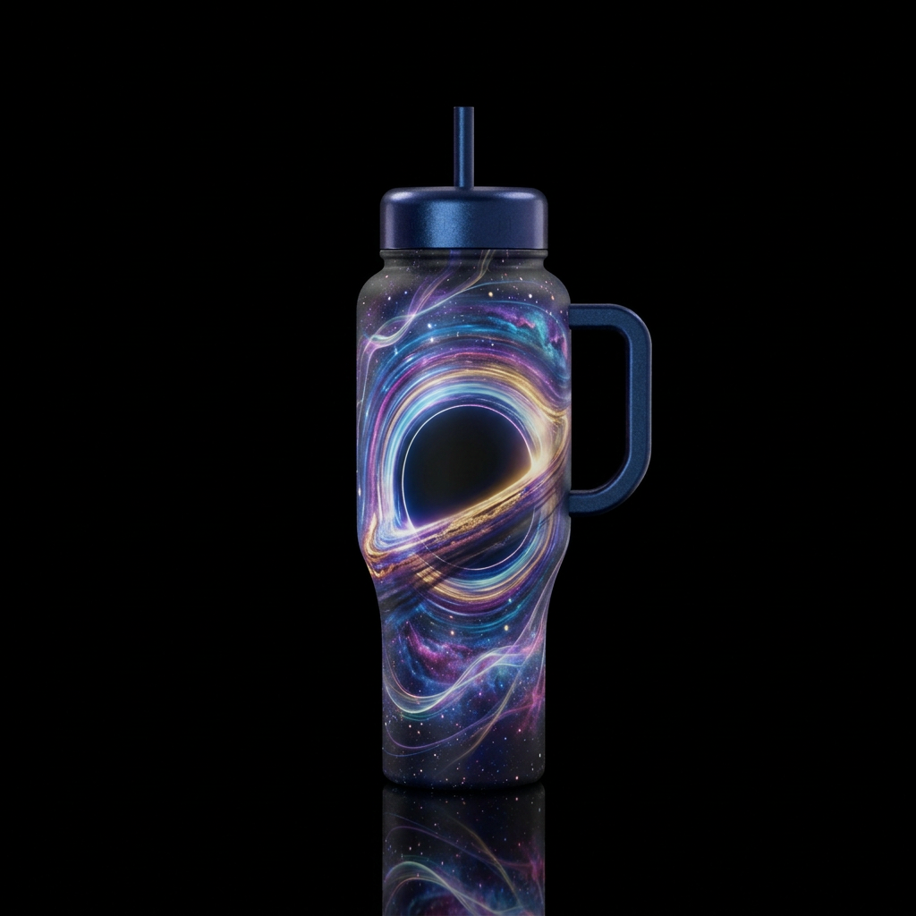 black hole, darkness, magical water bottle design