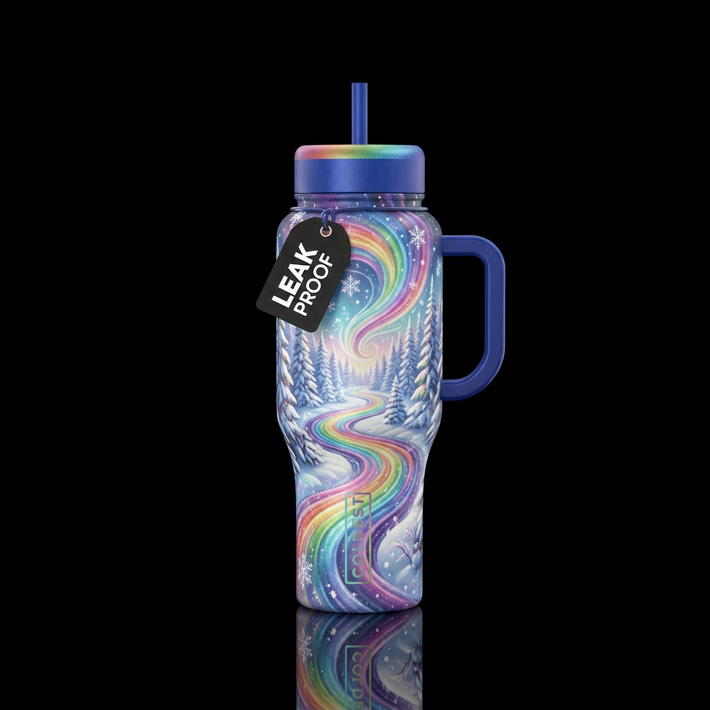 Northern Lights Path water bottle design