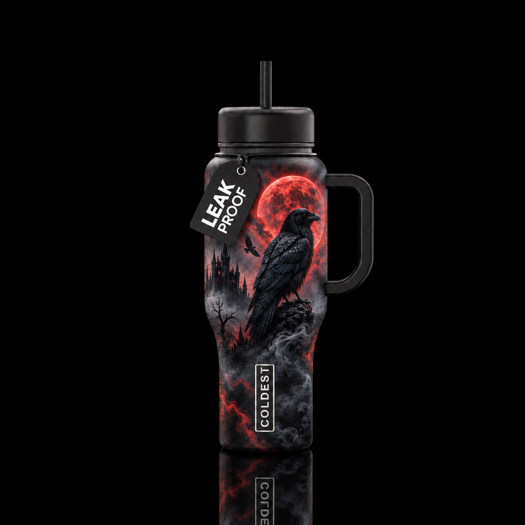 Raven’s Red Horizon water bottle design