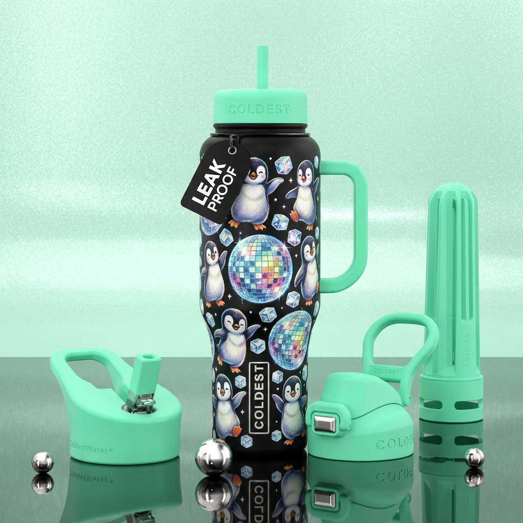 Baby Pinguin Dance Party water bottle design