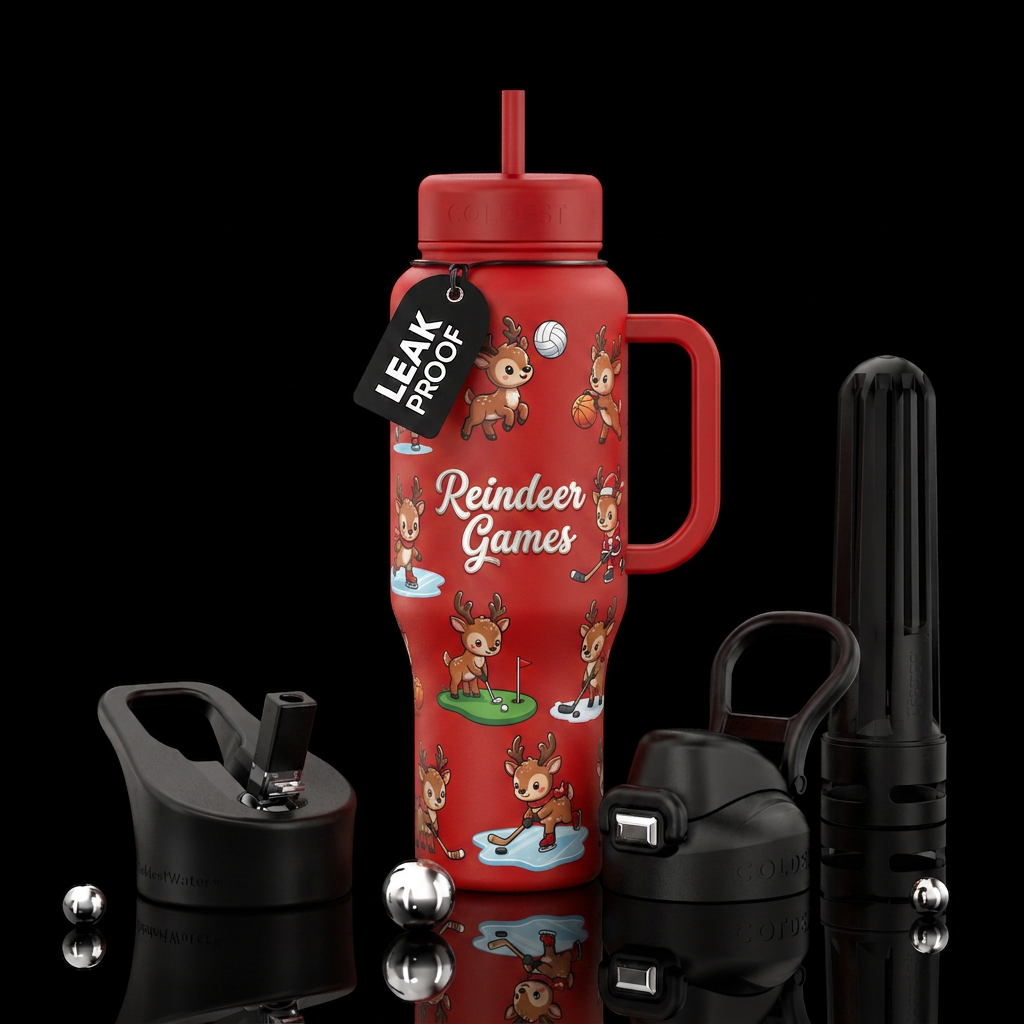 Reindeer Games 2 water bottle design