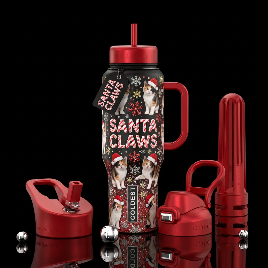 Santa Claws water bottle design