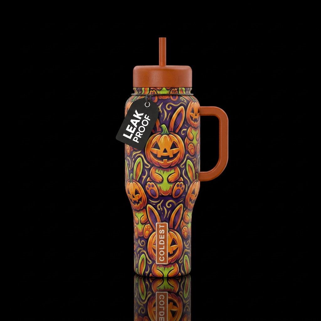 Hoppy Halloween water bottle design