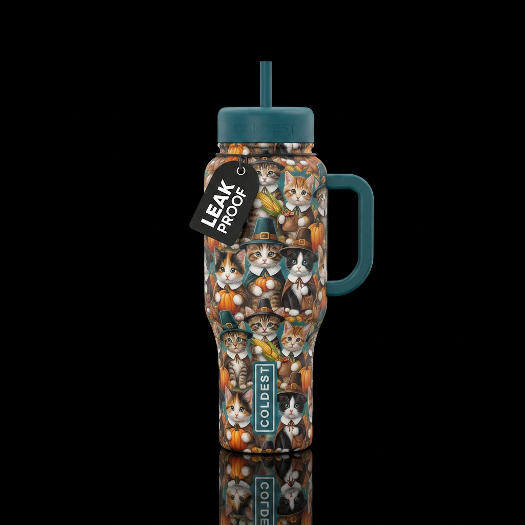Thankful Kitties water bottle design