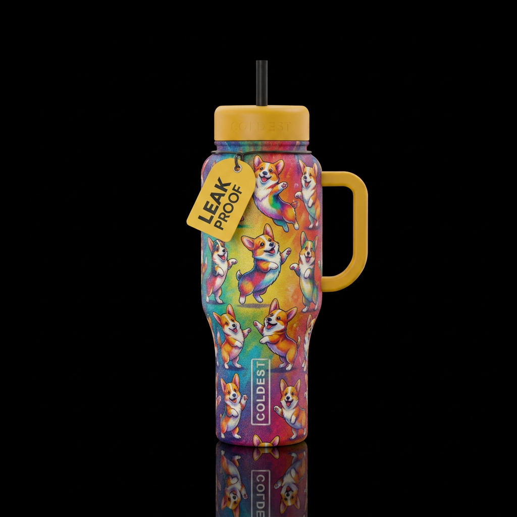 Social Corgis water bottle design