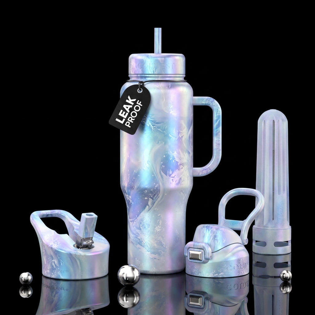 abstract, timeless, winter wonderland,, artistic, ... water bottle design
