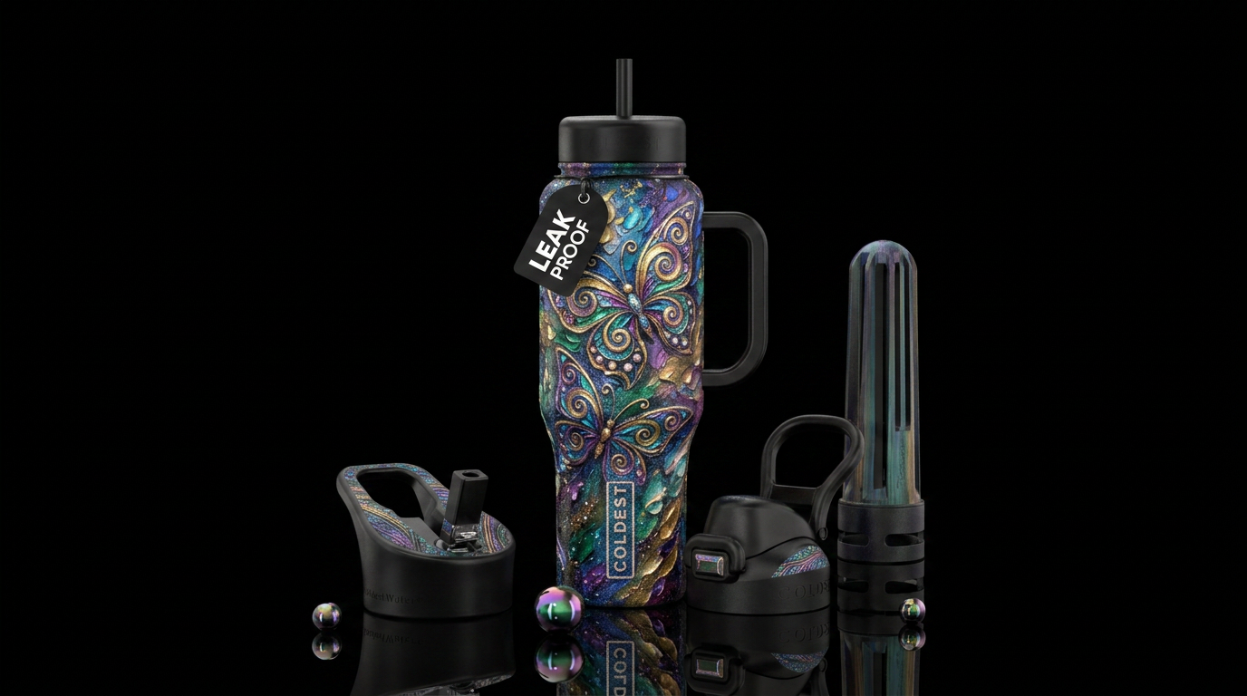 butterfly, beautiul, sparkly, abstract, fantasy, a... water bottle design