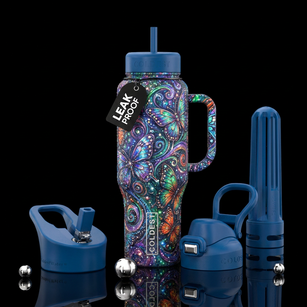 butterfly, beautiul, sparkly, abstract, fantasy, a... water bottle design