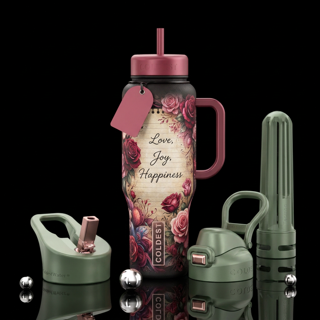 Notebook,  romantic,  roses,  dark bottle,  love j... water bottle design