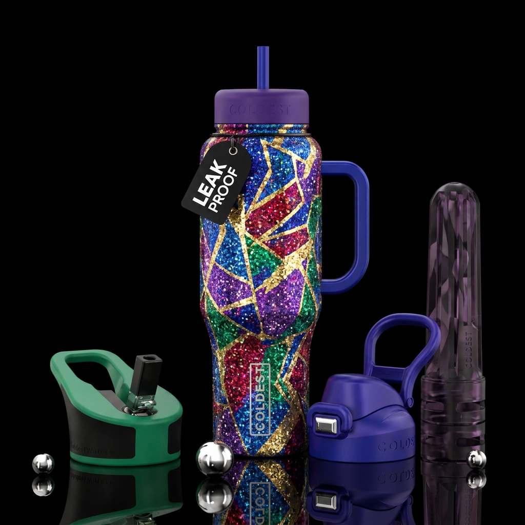 high fashion, sparkly, vibrant, beautiul, modern, ... water bottle design
