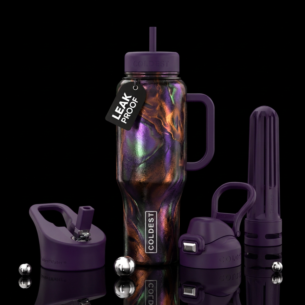 beautiul, glowie, irridescent,  Halloween, luxurio... water bottle design