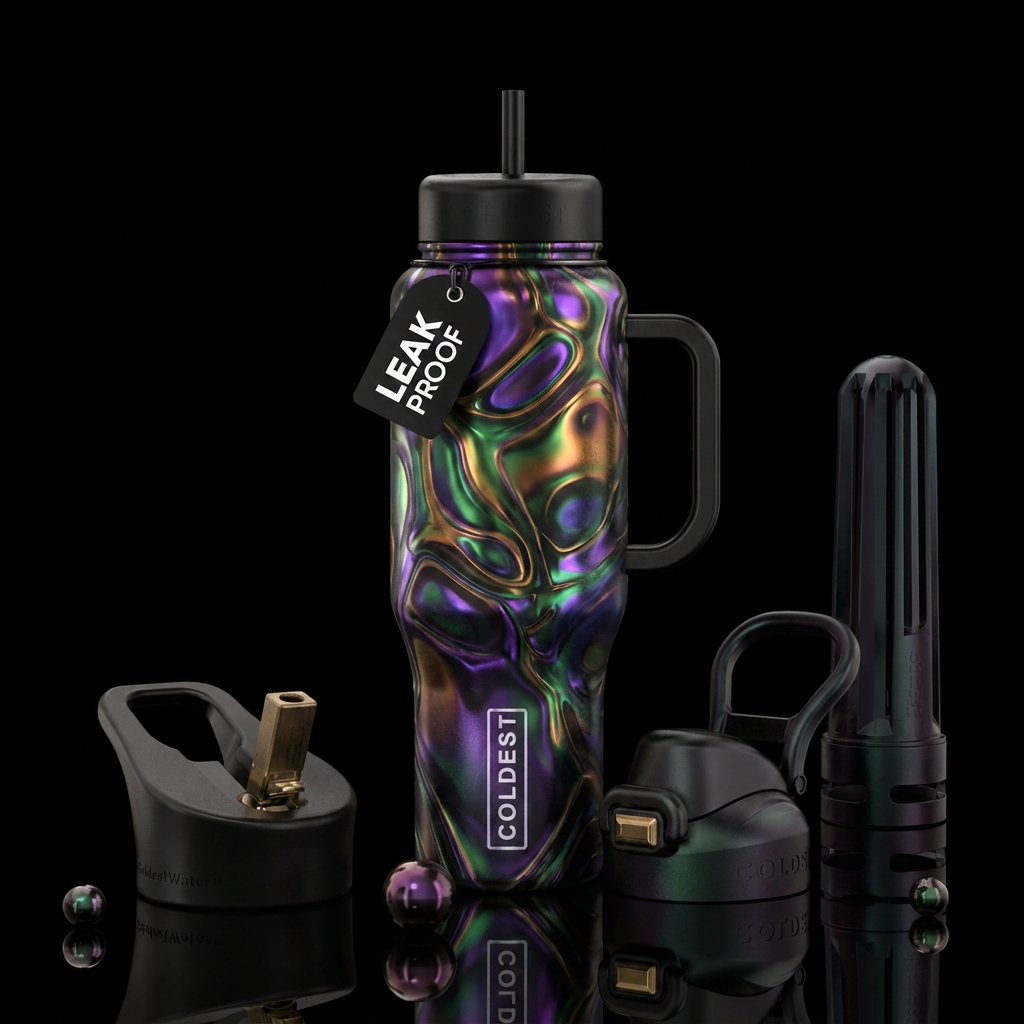 beautiul, glowie, irridescent,  Halloween, luxurio... water bottle design