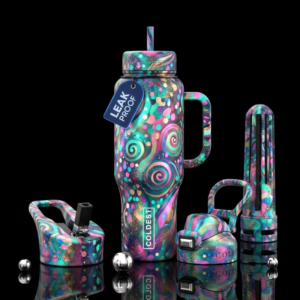 Confetti,  texture painting,  glowie,  beautiul,, ... water bottle design