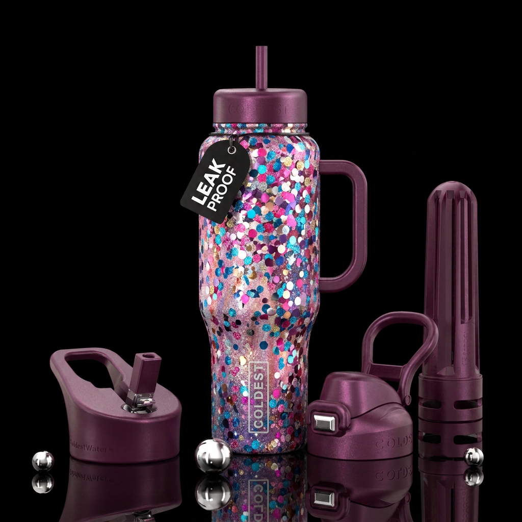 Confetti,  sparkly,  falling down , texture painti... water bottle design