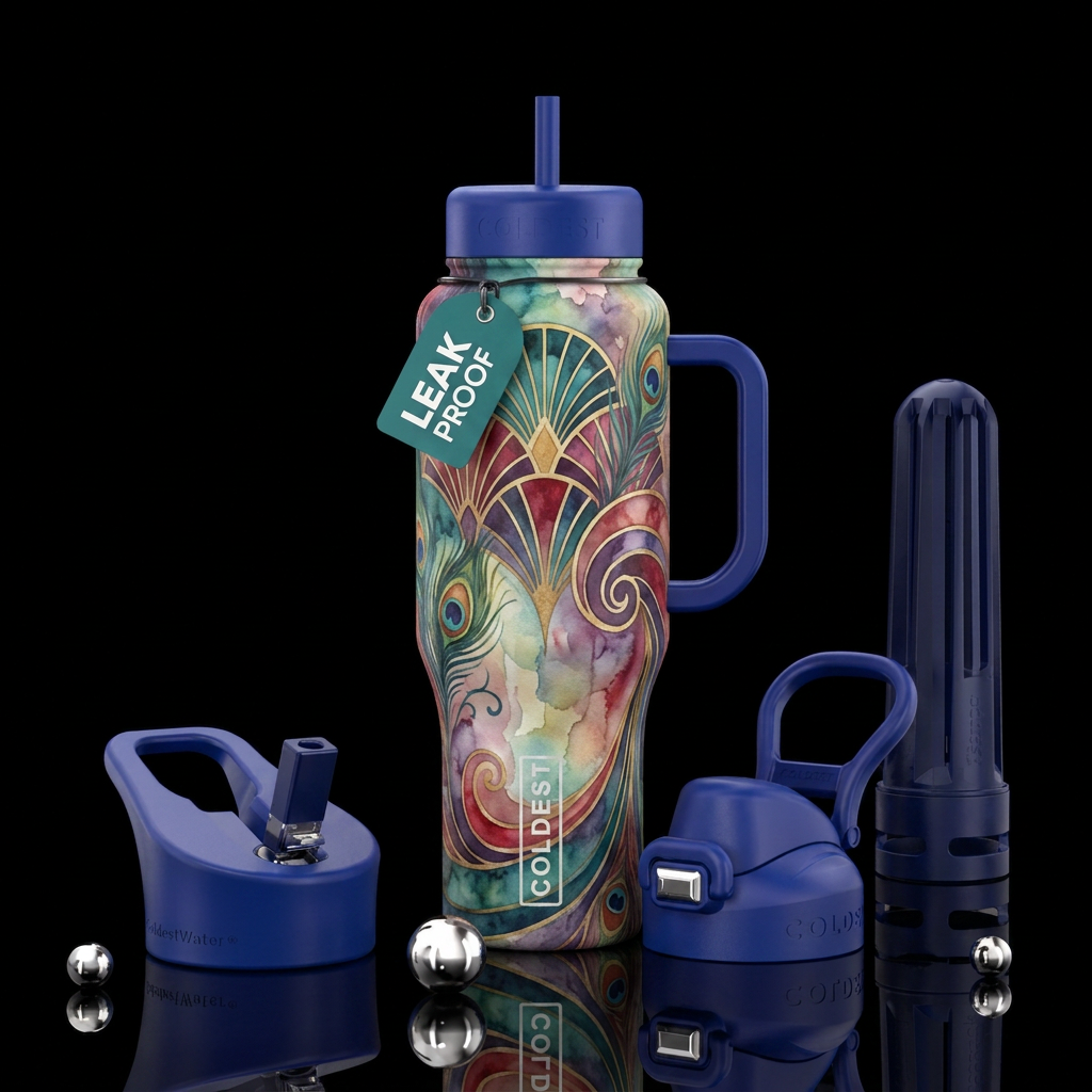 roaring twenties, artistic, watercolor, oil painte... water bottle design