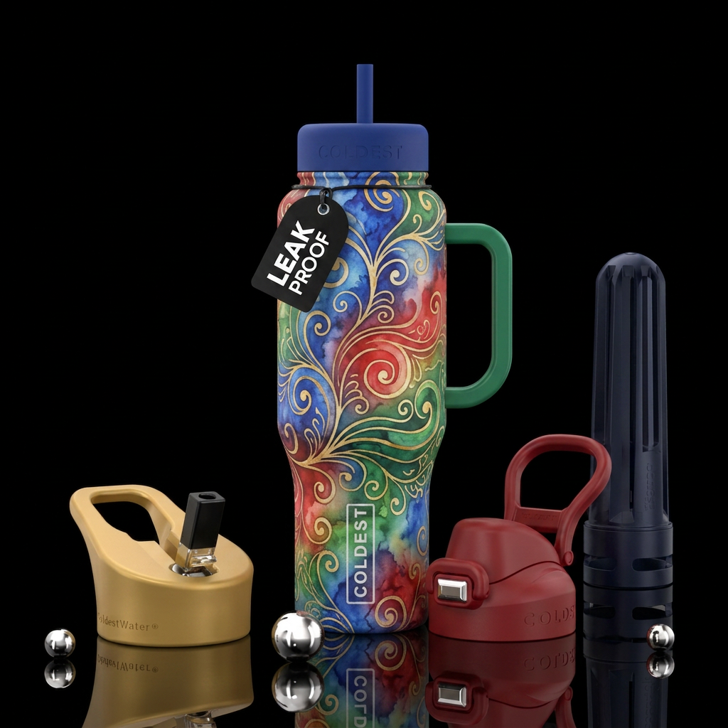 swirls, artistic, abstract, malaysian, watercolor water bottle design