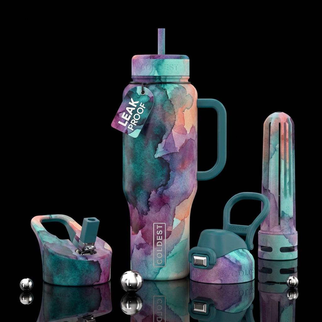 chillwave, artistic, abstract, beautiul, watercolo... water bottle design