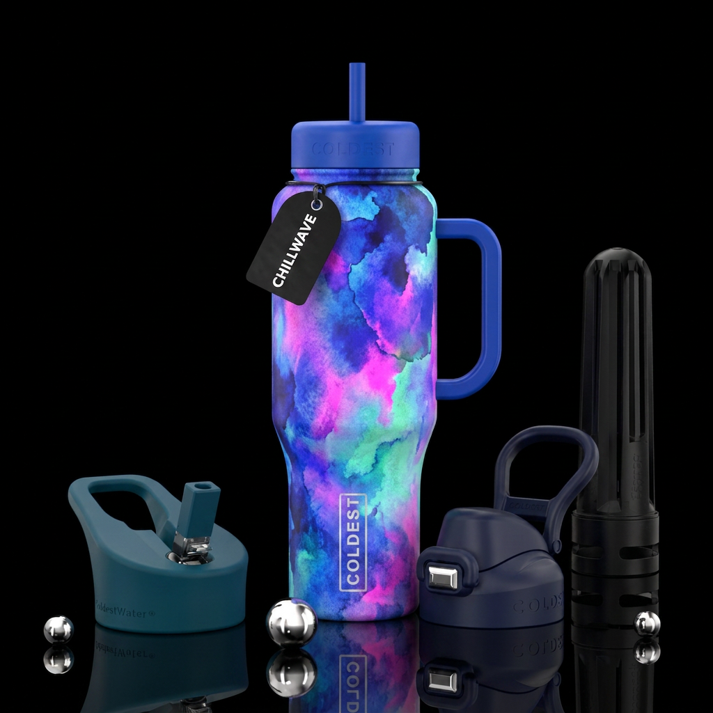 chillwave, artistic, abstract, beautiul, watercolo... water bottle design