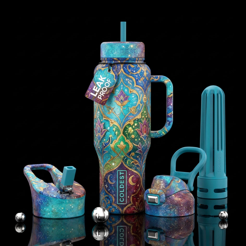turkish, sparkly, abstract, oil painted, beautiul,... water bottle design